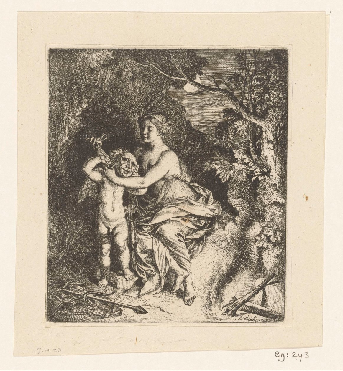 Venus bindt Amor een masker voor door Christian Wilhelm Ernst Dietrich