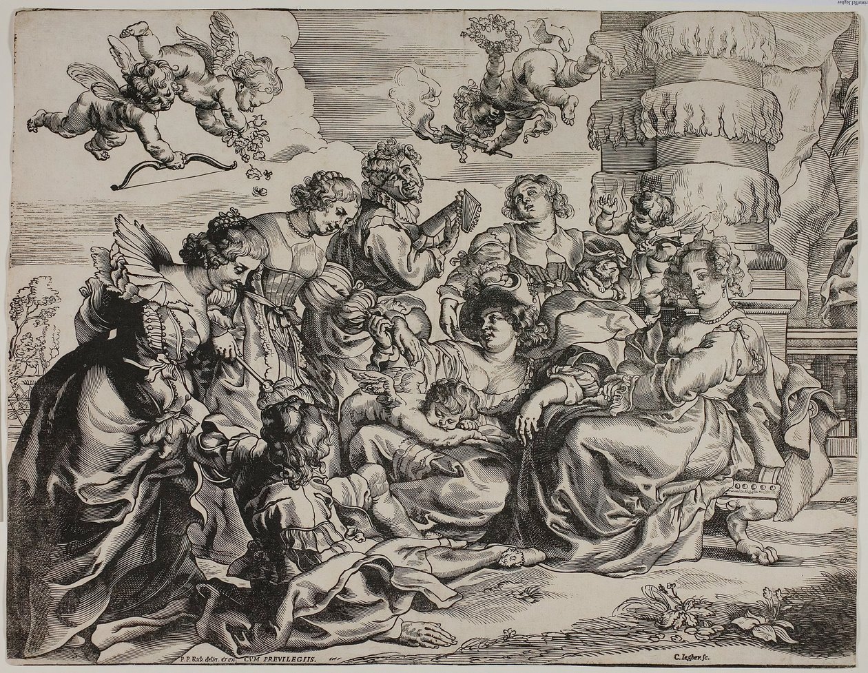 De Tuin van de Liefde, Linkerhelft, met Zittende Vrouw door Christoffel Jegher