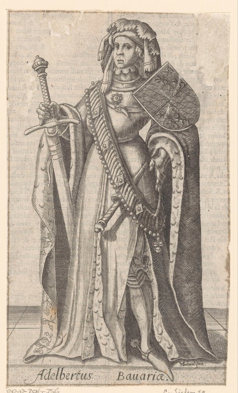 Portret van Albrecht van Beieren, graaf van Holland, Henegouwen en Zeeland door Christoffel van Sichem (I)
