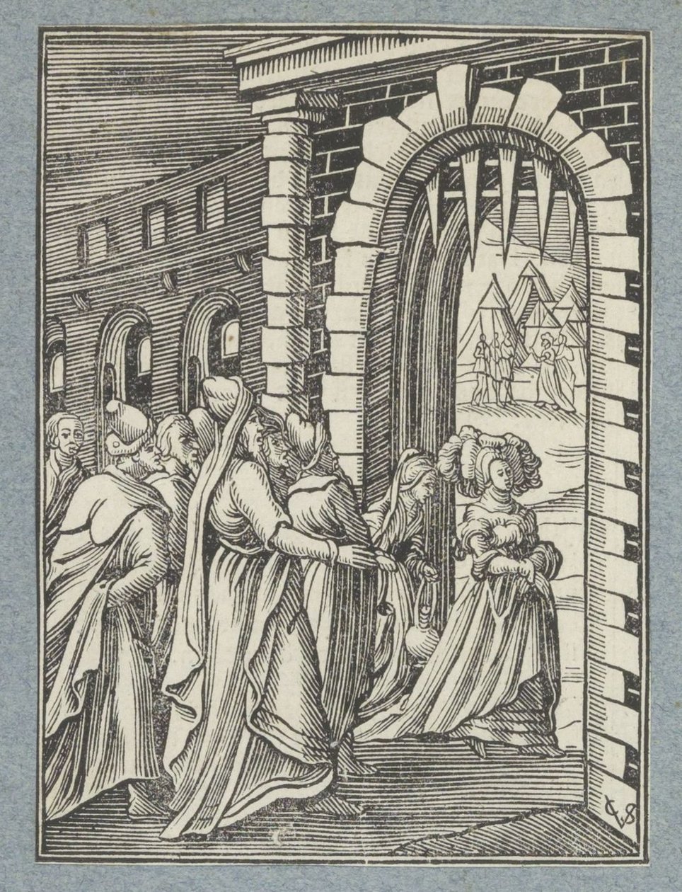 Judit en haar dienstmaagd op weg naar Holofernes door Christoffel van Sichem (II)
