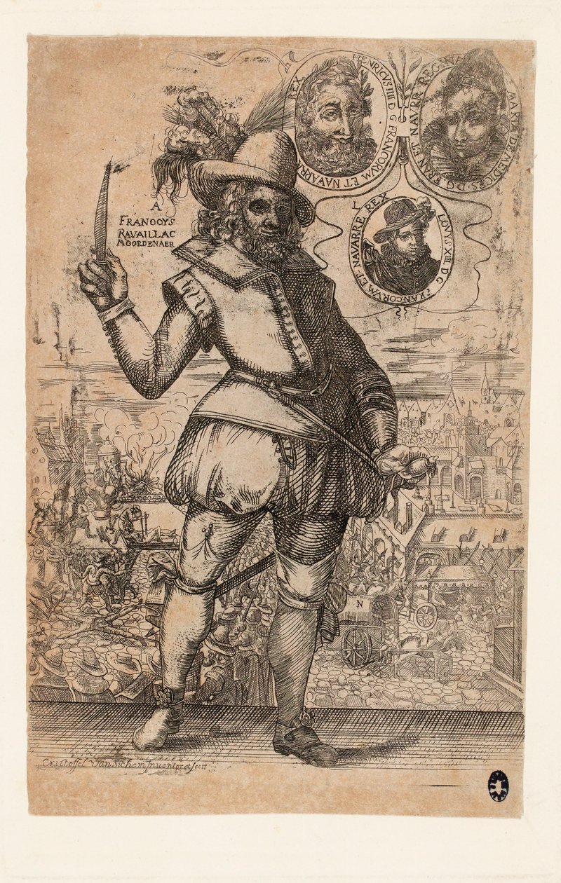 François Ravaillac 1578-1610, de moordenaar van koning Hendrik IV van Frankrijk door Christoffel van Sichem