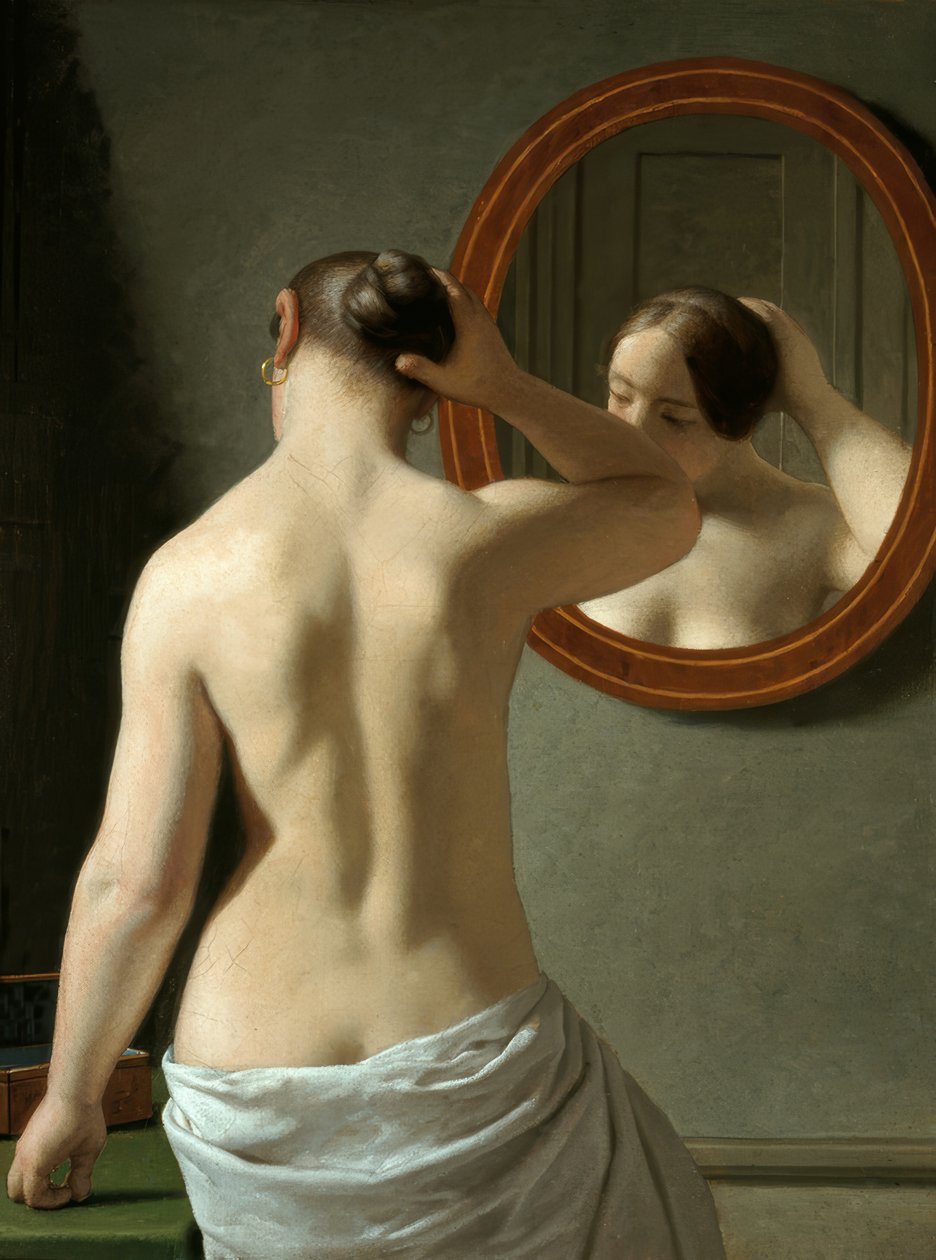 Jonge Vrouw voor een Spiegel door Christoffer Wilhelm Eckersberg