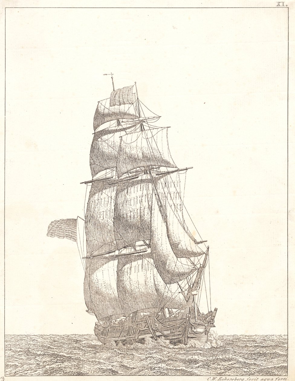 Deens:  Een Noord-Amerikaanse brik door Christoffer Wilhelm Eckersberg