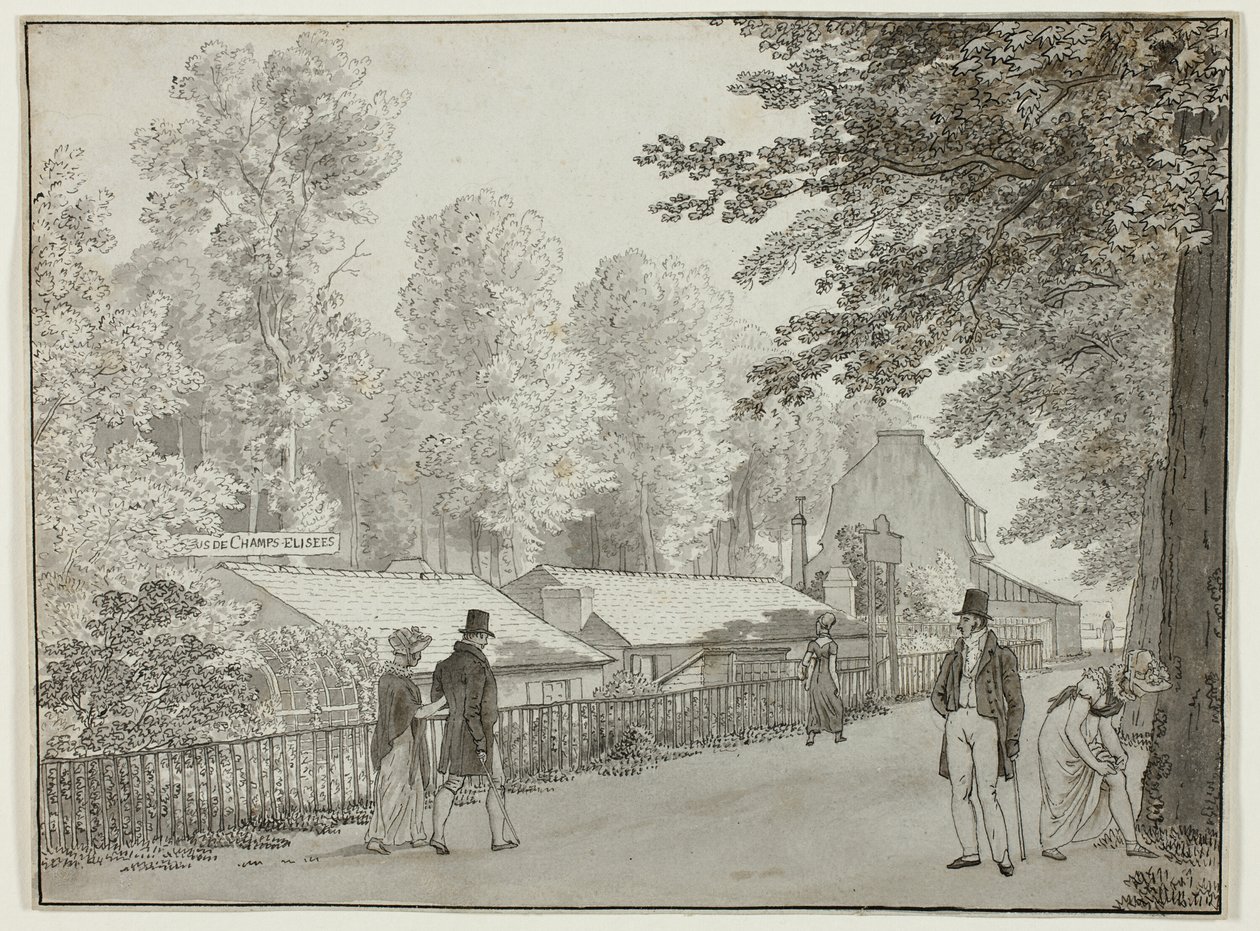 Relais, Avenue des Champs-Élysées, Parijs (recto); Scène uit het leven van Odysseus (verso) door Christoffer Wilhelm Eckersberg