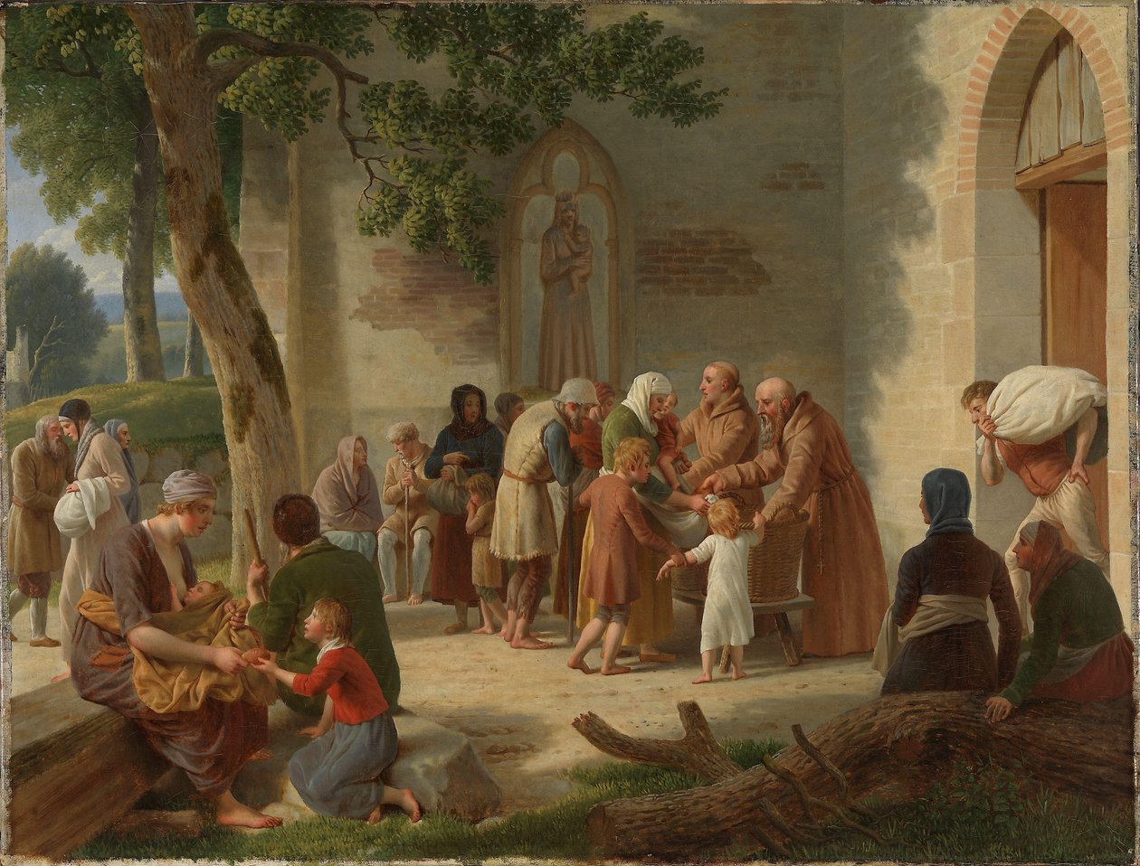 Vicelin deelt brood uit aan de armen door Christoffer Wilhelm Eckersberg