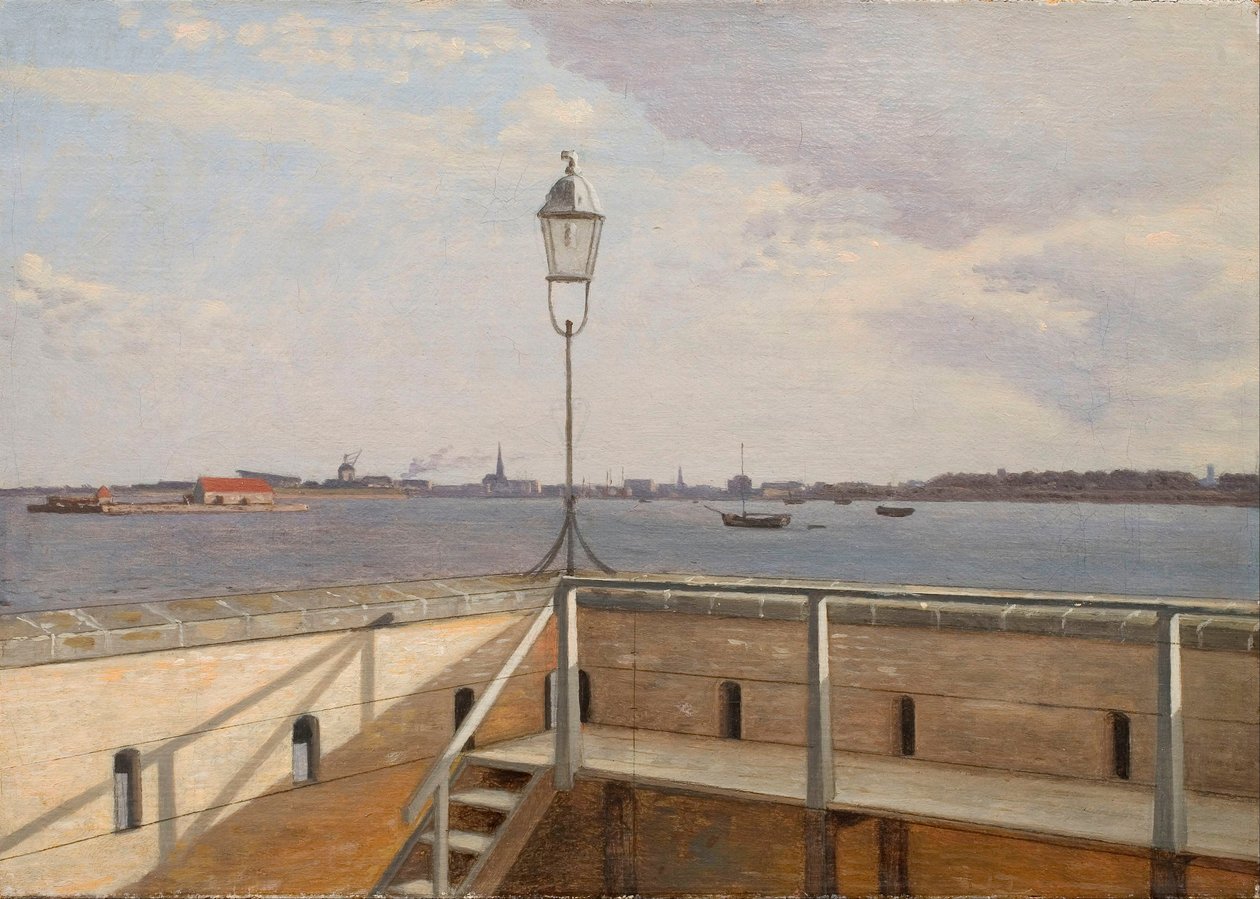 Uitzicht vanaf de Trekroner Batterij met Kopenhagen in de verte door Christoffer Wilhelm Eckersberg