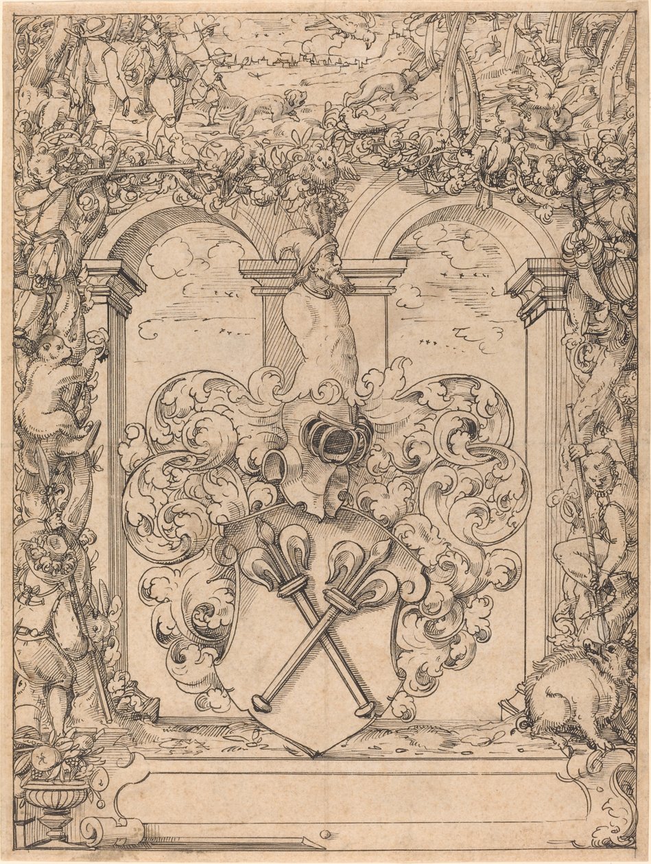 Ontwerp voor een Raam (Jachtscène) door Christoph Murer