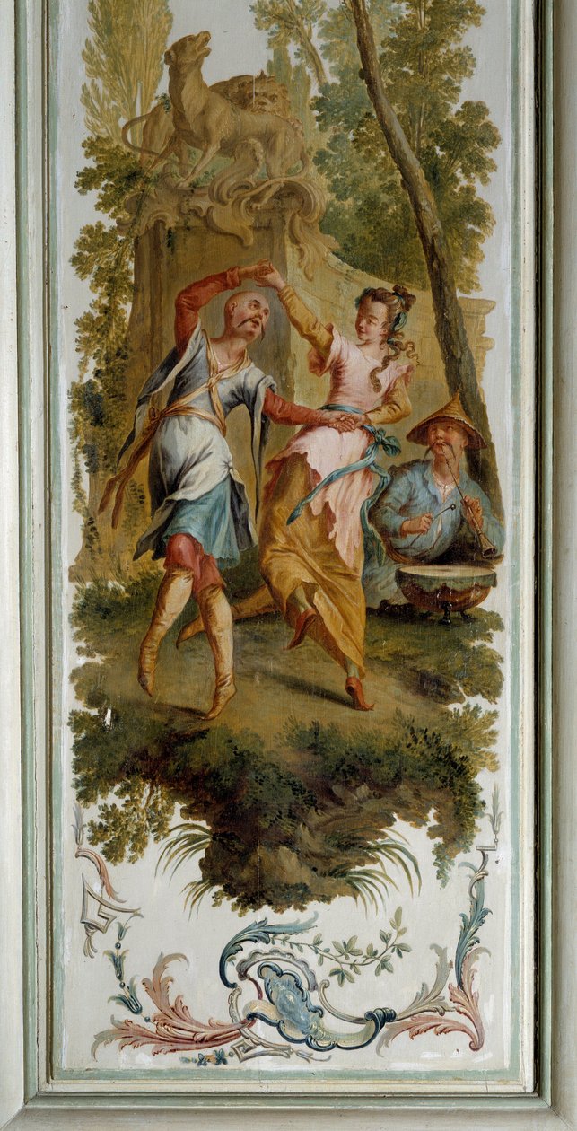 Chinoiserie: Dansscène, paneel van de grote salon van het kasteel van Champs sur Marne door Christophe Huet
