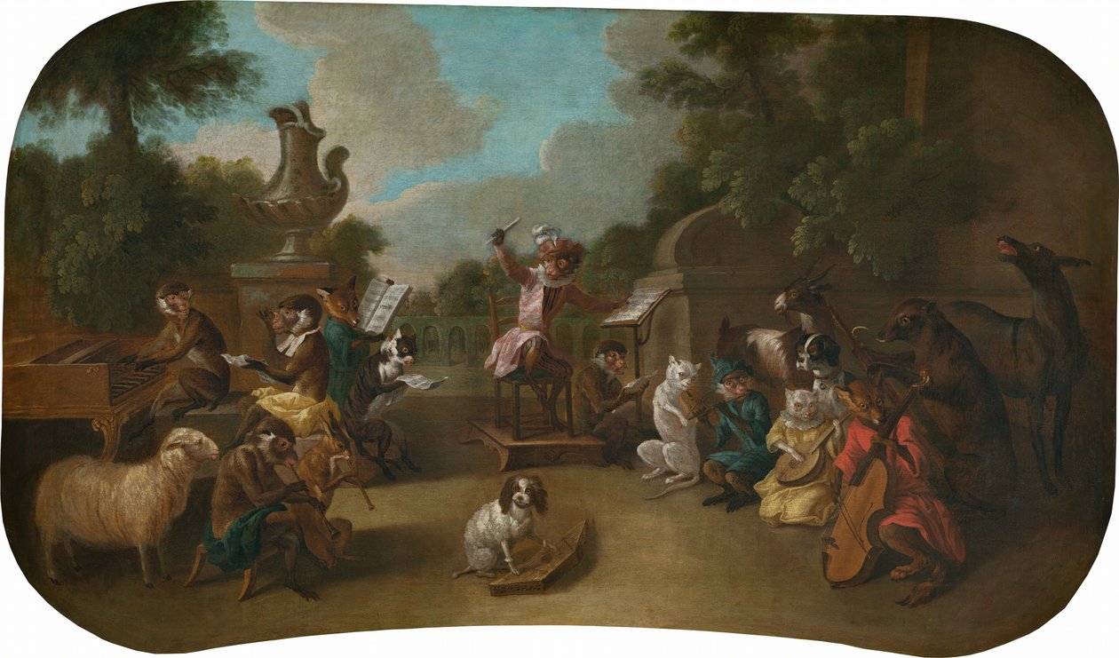 Singerie: Het concert, ca.1739 (olieverf op doek) door Christophe Huet