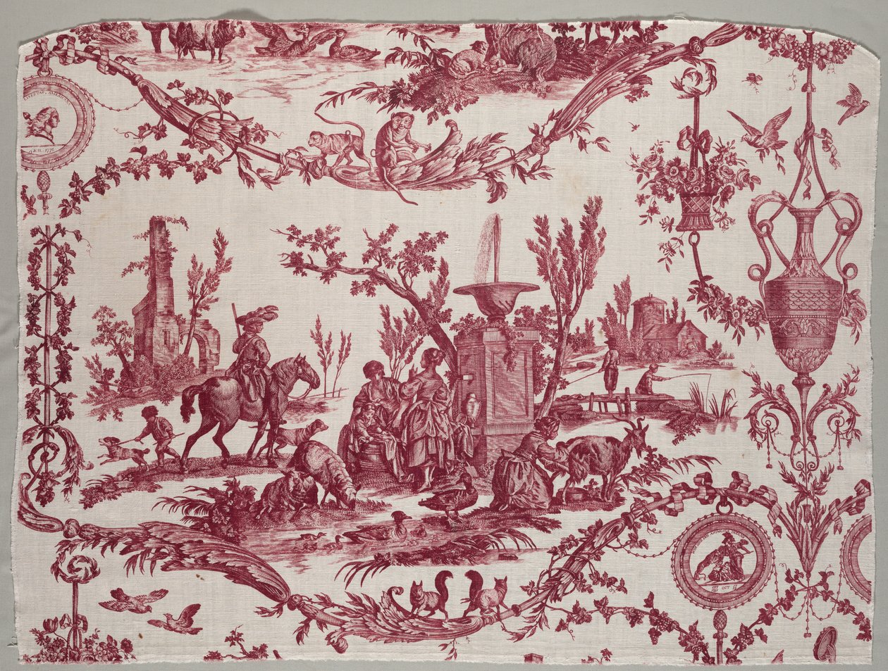 Fragmenten van koperplaat bedrukt katoen, c. 1789 door Christophe Philippe Oberkampf