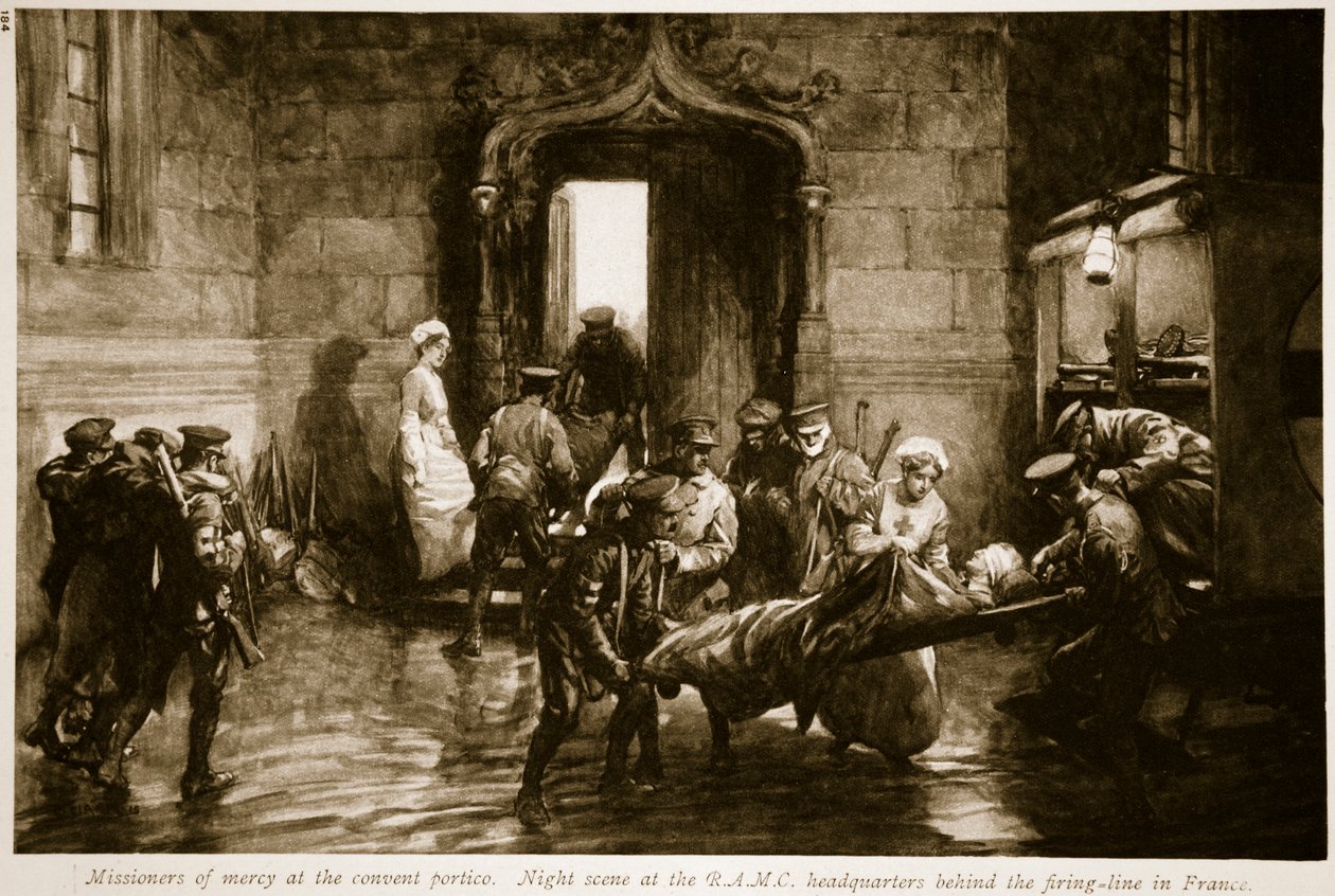 Missionarissen van barmhartigheid bij het kloosterportiek, 1914-19 door Christopher Clark