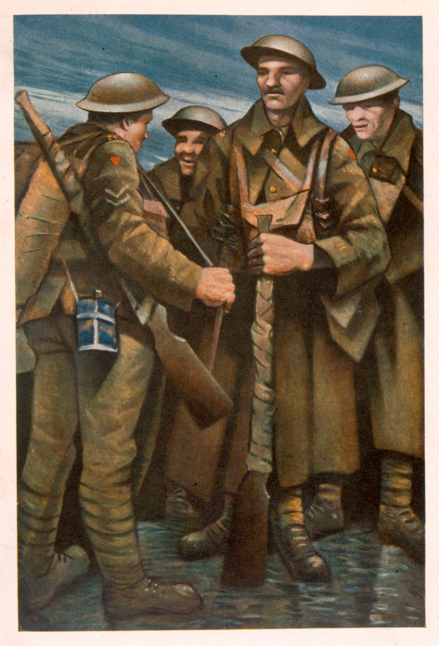 Een Groep Soldaten, uit Britse Kunstenaars aan het Front, Vervolg van Het Westelijk Front, 1918 door Christopher Richard Wynne Nevinson