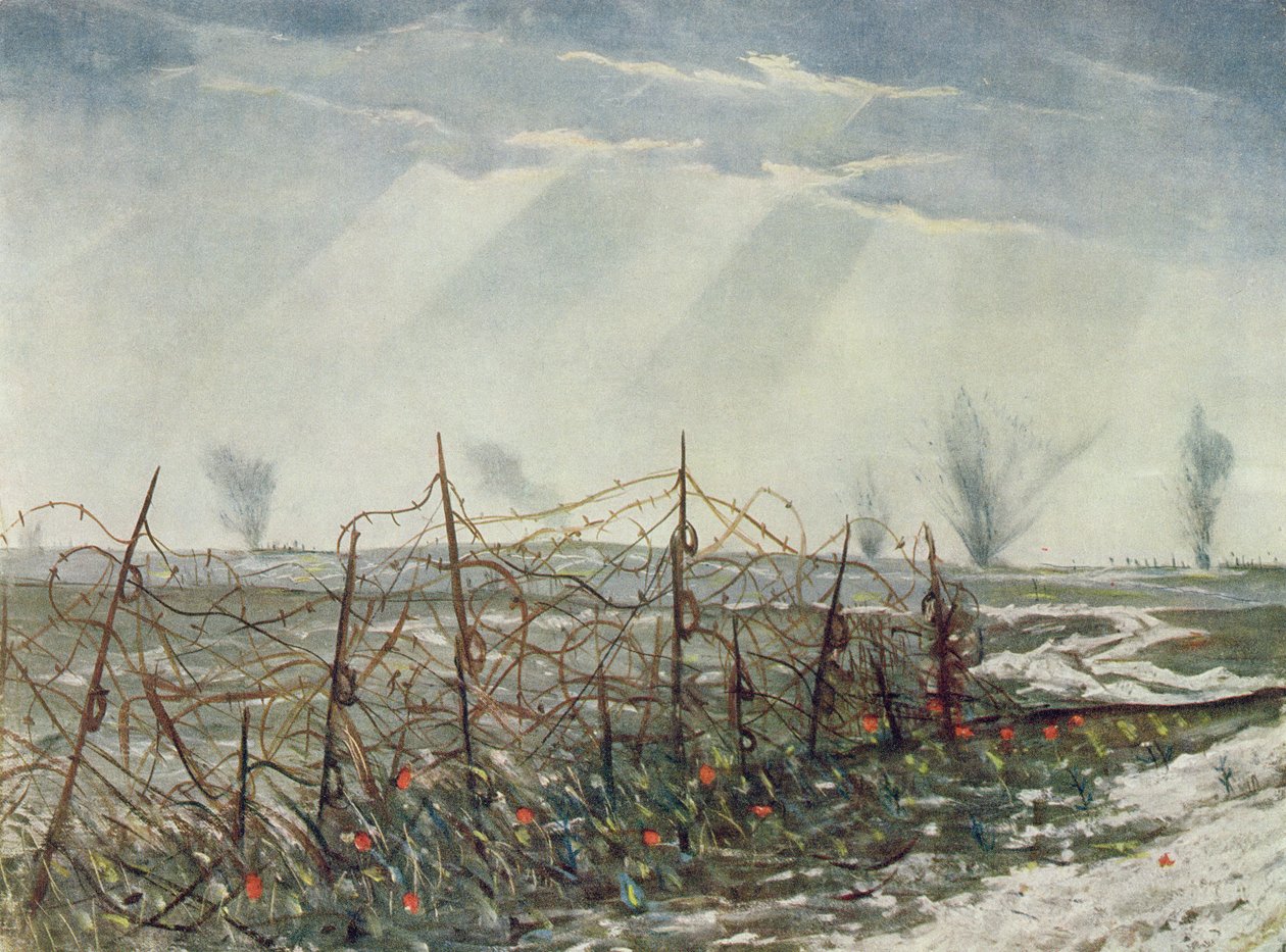 Vanuit een Frontlinie Loopgraaf, uit Britse Kunstenaars aan het Front, Vervolg van het Westelijk Front, 1918 door Christopher Richard Wynne Nevinson
