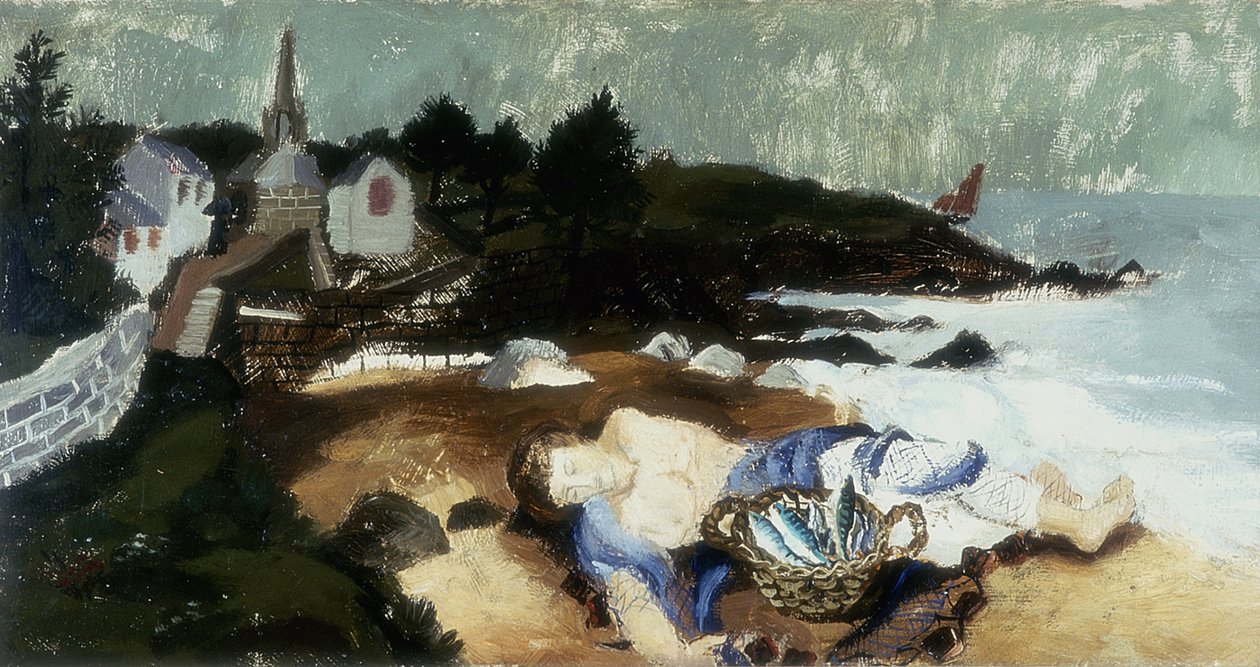Slapende visser, Ploar, Bretagne, 1930 door Christopher Wood