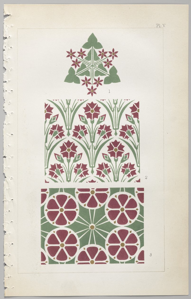 De kunst van decoratief ontwerp: met een bijlage, waarin de uren van de dag worden gegeven waarop bloemen opengaan, uitgegeven door Day & Son, Londen, 1862 door Christopher Dresser