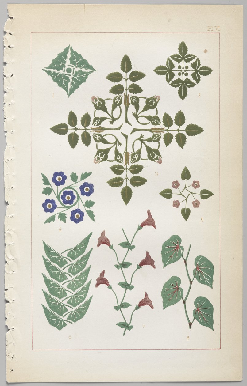 De kunst van decoratief ontwerp: met een bijlage, waarin de uren van de dag worden gegeven waarop bloemen opengaan, uitgegeven door Day & Son, Londen, 1862 door Christopher Dresser