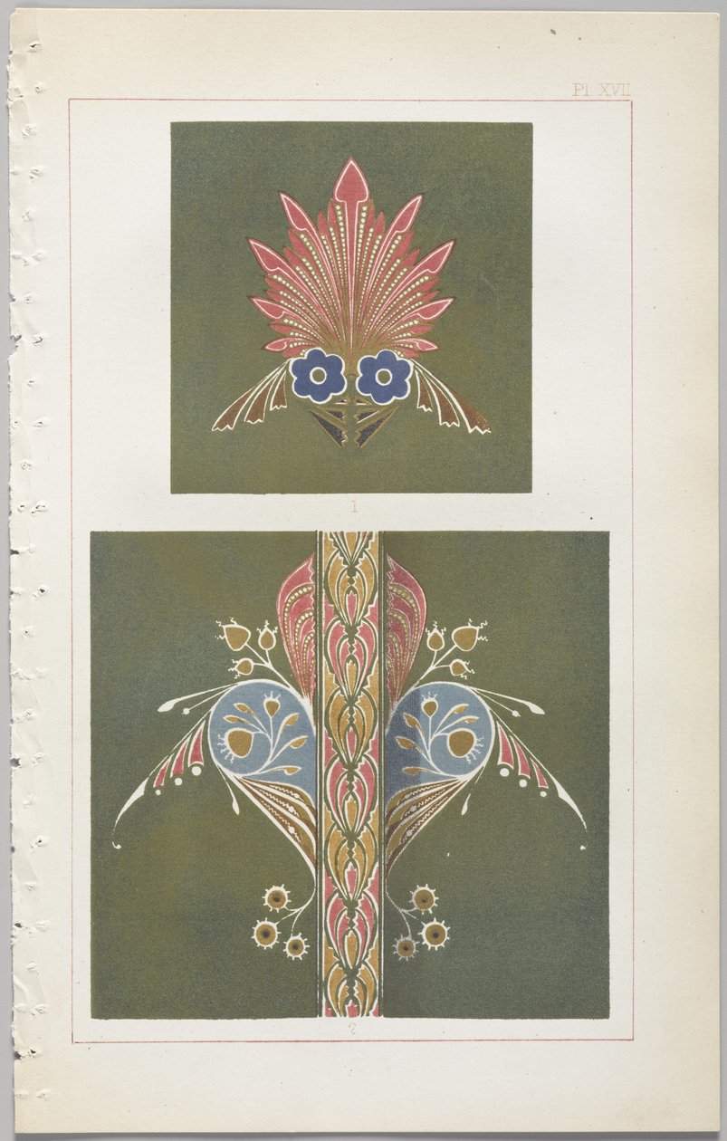 De kunst van decoratief ontwerp: met een bijlage, waarin de uren van de dag worden gegeven waarop bloemen opengaan, uitgegeven door Day & Son, Londen, 1862 door Christopher Dresser