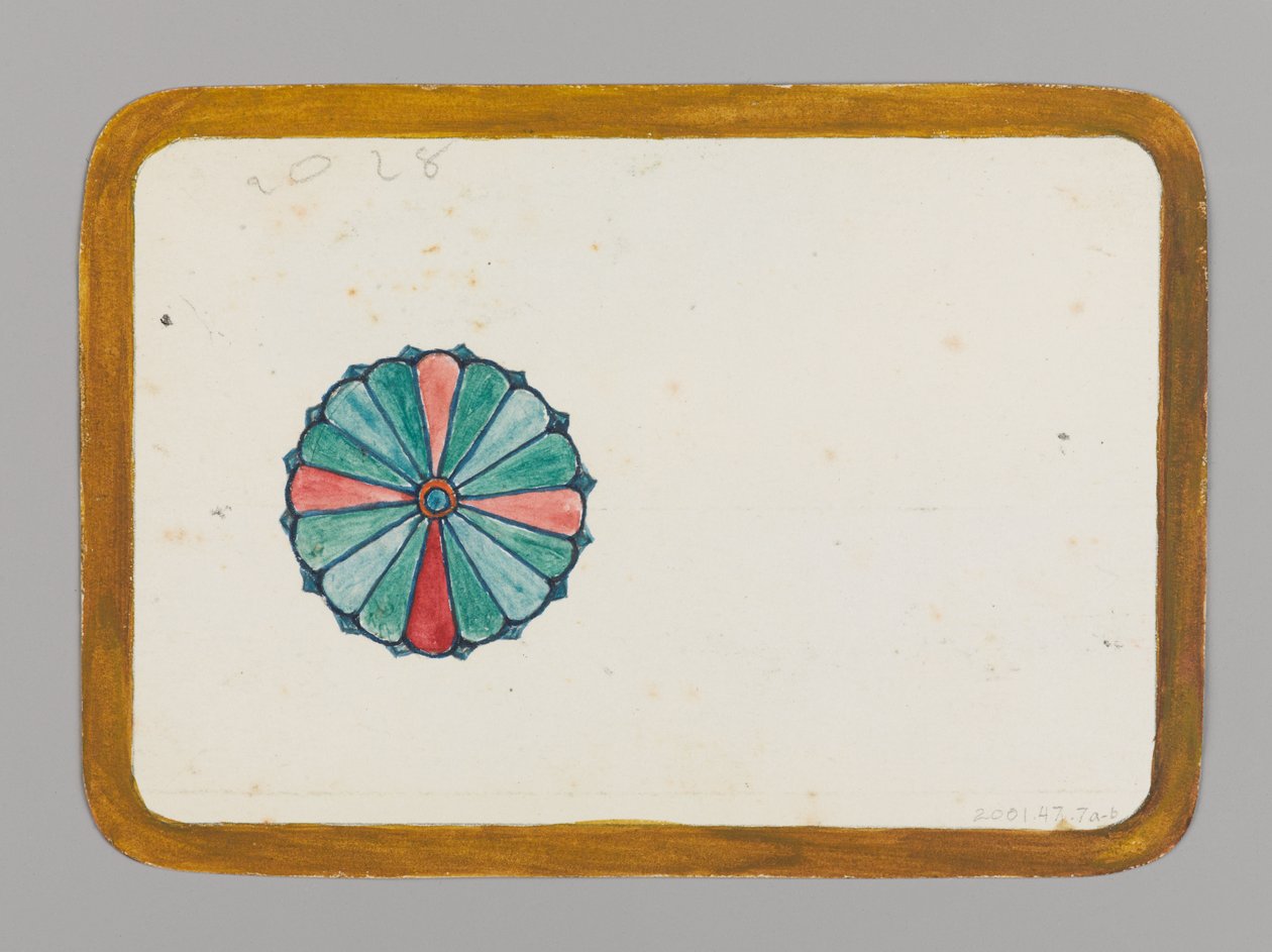 Kleine kaart met gestileerde chrysant, ca. 1880 door Christopher Grant La Farge