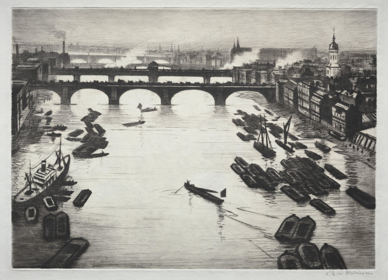 Londense bruggen door Christopher Richard Wynne Nevinson