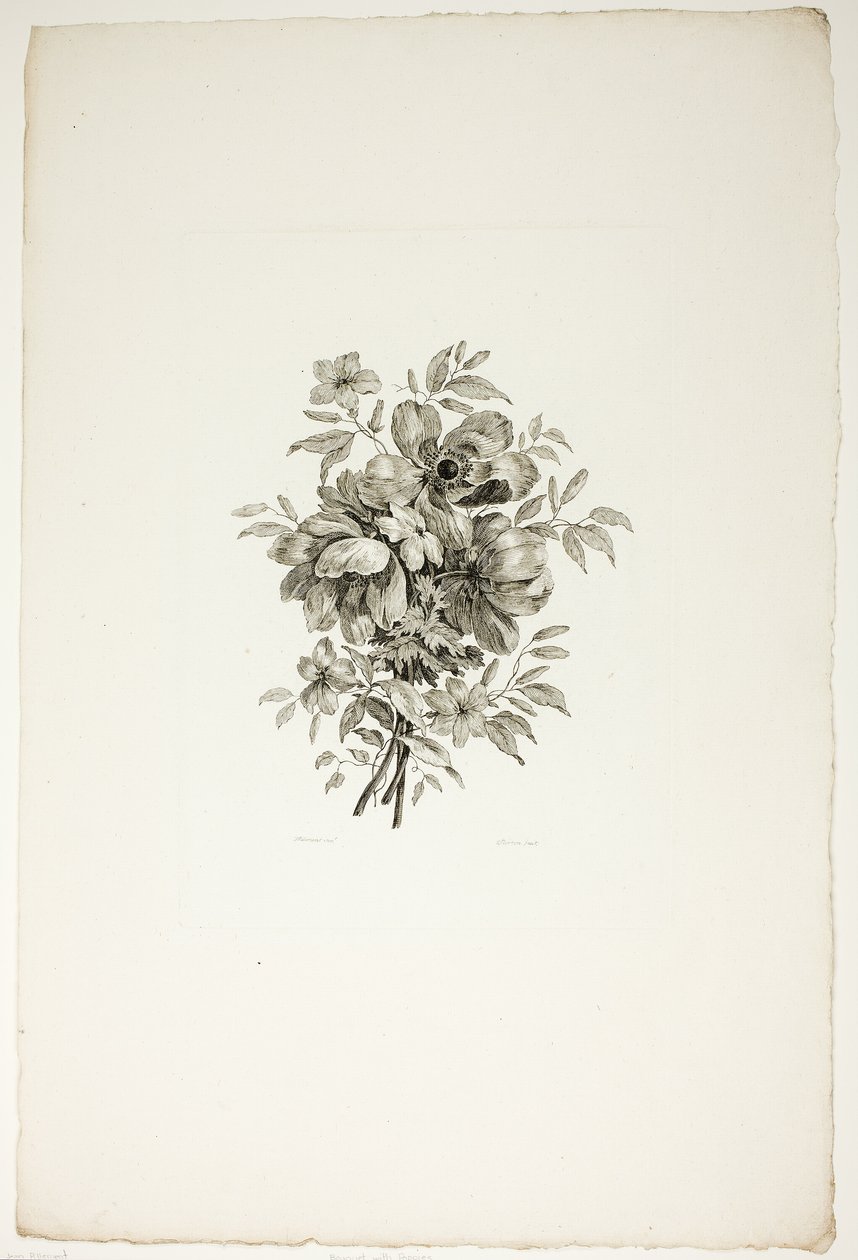 Boeket met klaprozen, uit een verzameling van verschillende boeketten bloemen, bedacht en getekend door Jean Pillement en gegraveerd door P. C. Canot door Christopher Norton
