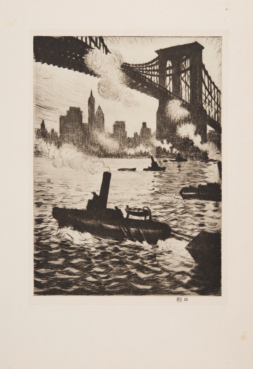 Onder Brooklyn Bridge, pub 1921 door Christopher Richard Wynne Nevinson