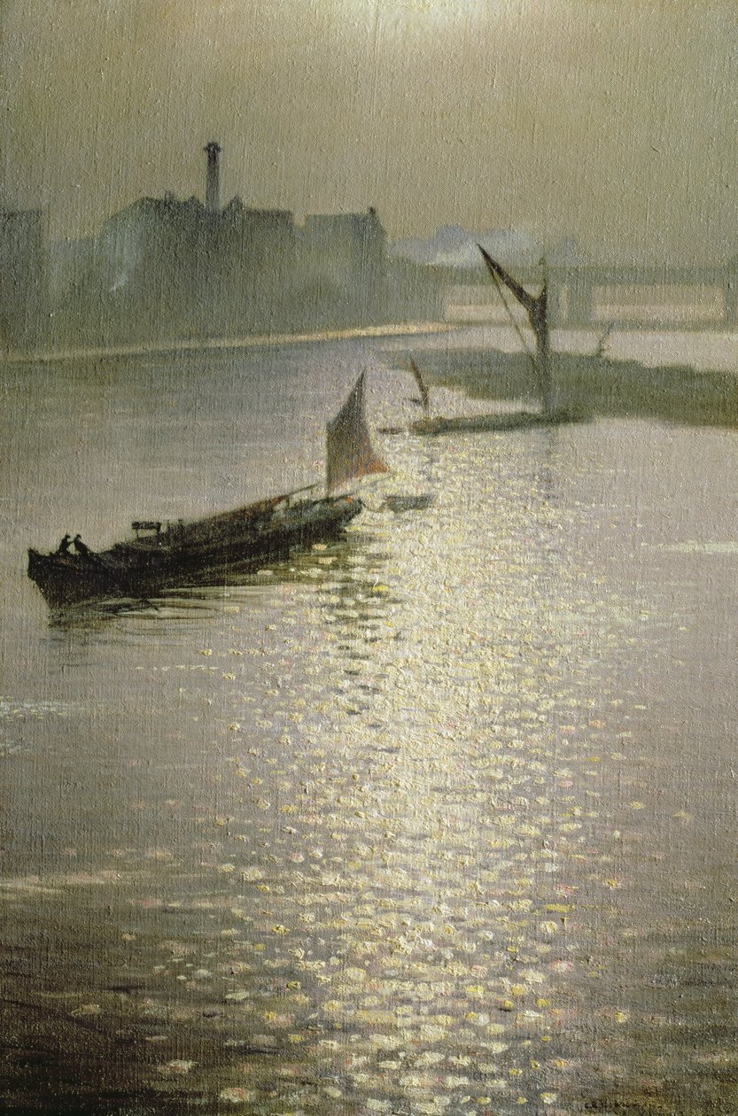 Vanaf Waterloo Bridge: Zon die door de Mist Breekt, ca. 1924 door Christopher Richard Wynne Nevinson