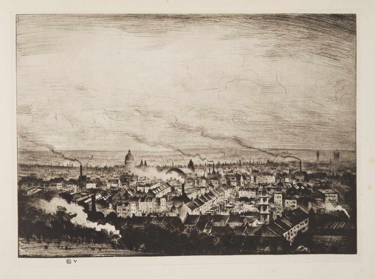 Londen vanaf Parliament Hill, pub. 1923 door Christopher Richard Wynne Nevinson