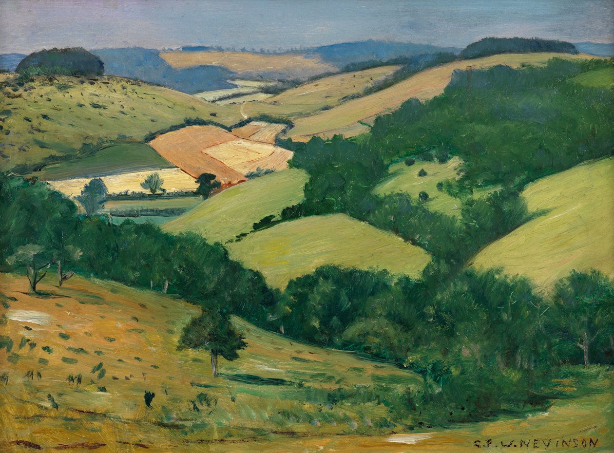 Rolling Country (de Downs onder Goodwood) door Christopher Richard Wynne Nevinson