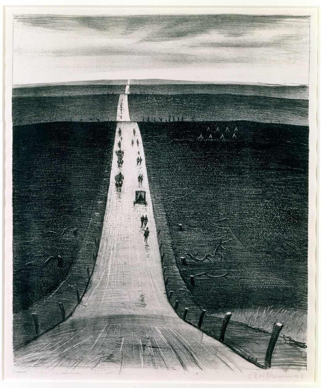 De weg van Arras naar Bapaume, 1918 door Christopher Richard Wynne Nevinson