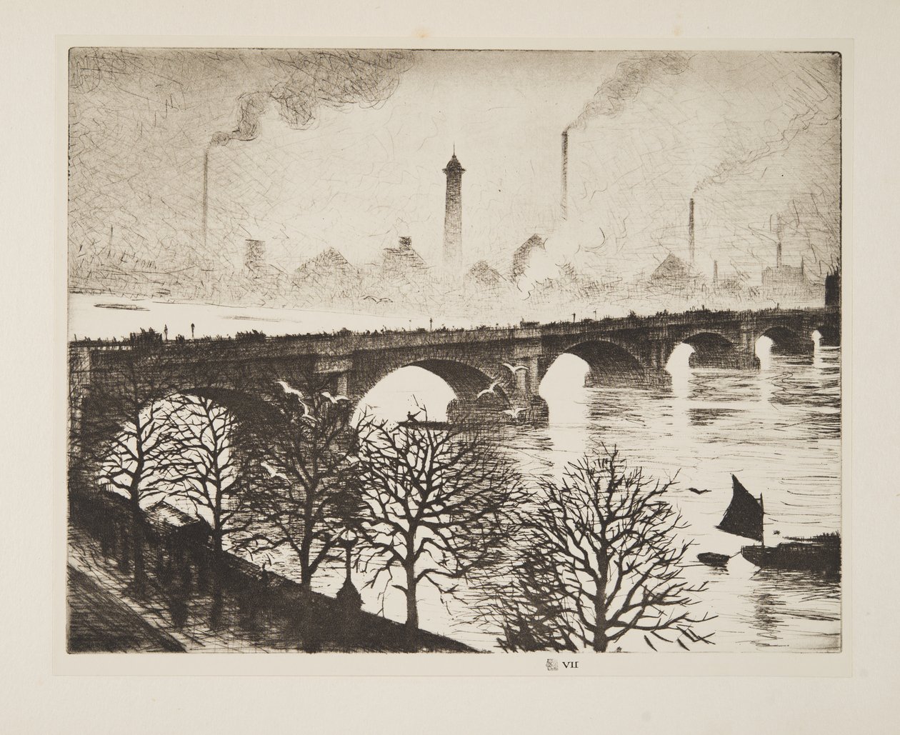 Waterloo Bridge vanuit een Savoy-raam, pub. 1925 door Christopher Richard Wynne Nevinson