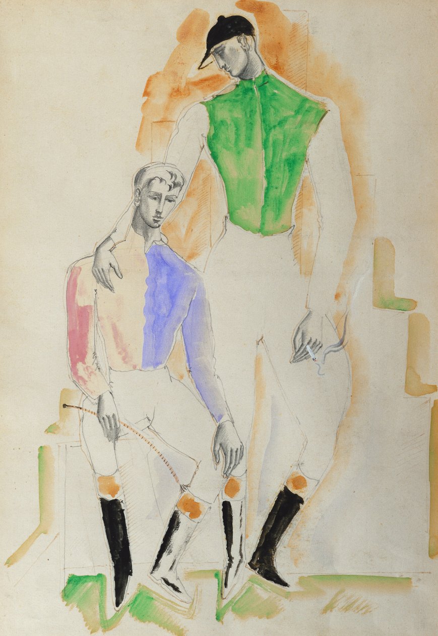 Twee jockeys door Christopher Wood