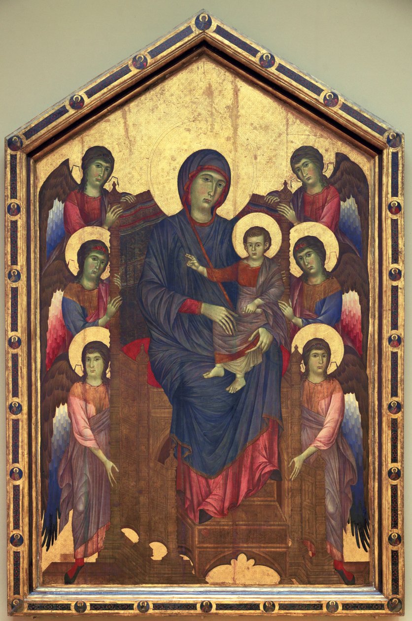 De Maagd en het Kind in majesteit, omringd door zes ... door Cimabue (c.1240 c.1301)
