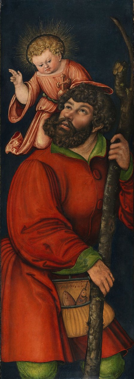 Duits: Der heilige Christophorus Saint Christopher door Circle of Lucas Cranach the Elder