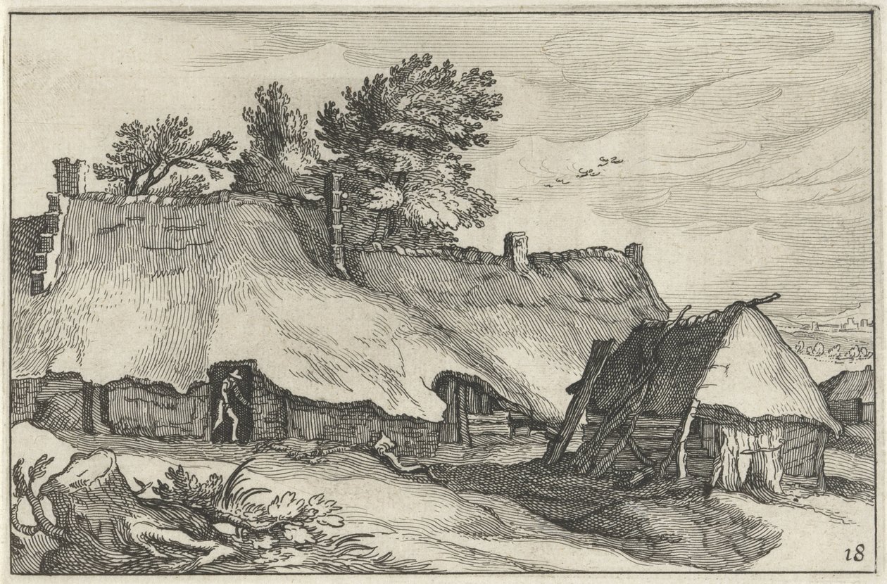 Boerderij en kleine schuur door Claes Jansz. Visscher (II)