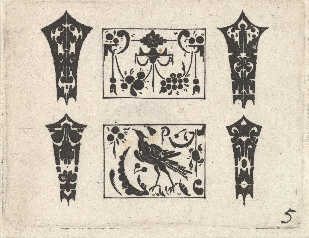 Blackwork Print met een Symmetrisch Schweifwerk Patroon door Claes Jansz Visscher
