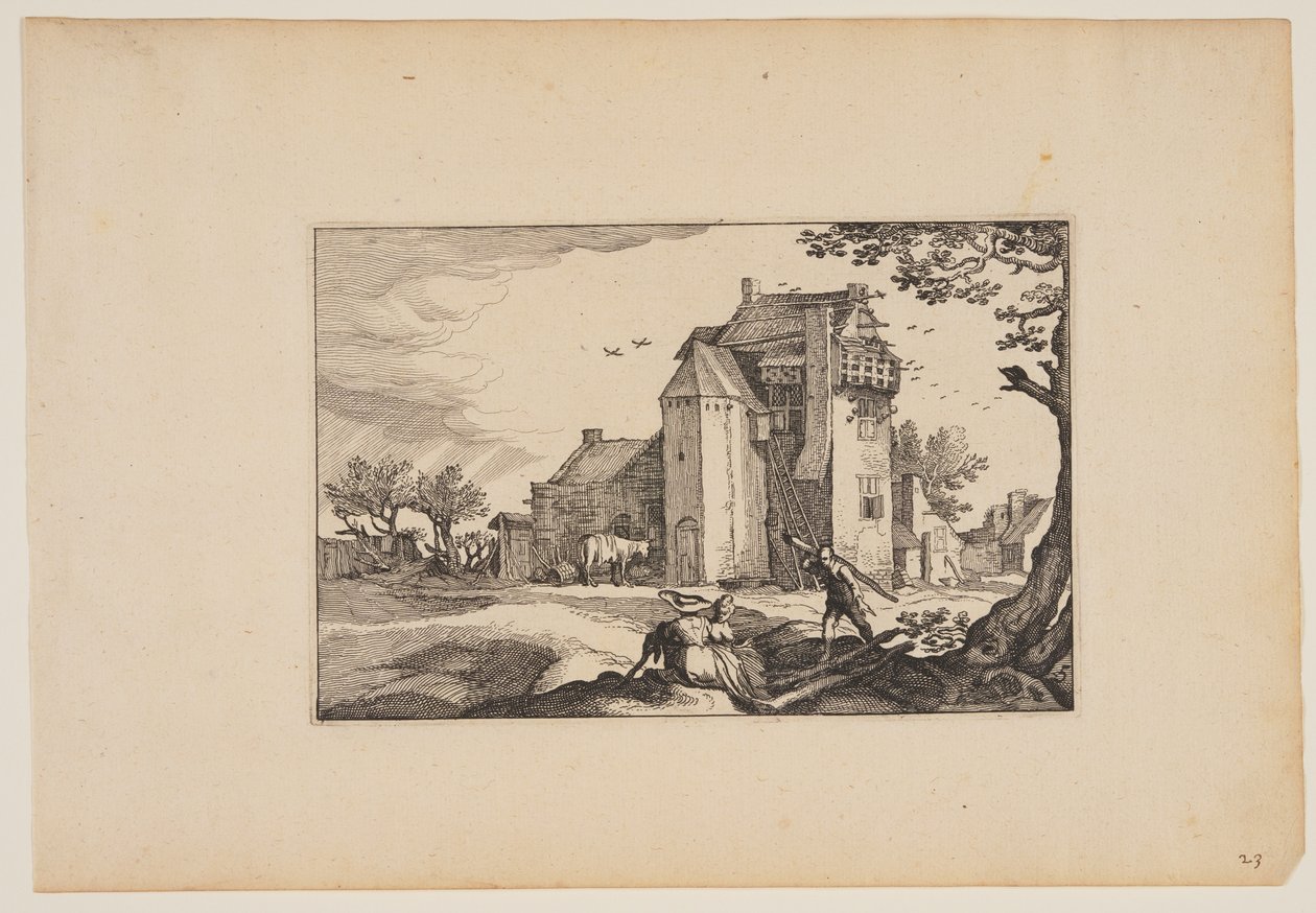 Boerderij met duiventillen, uit Landschappen (Verscheyden aerdige Lanthuysen...) door Claes Jansz. Visscher