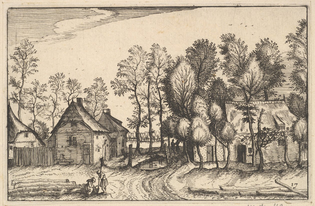 Landschap met gekapte bomen, plaat 17 uit Regiunculae et Villae Aliquot Ducatus Brabant... door Claes Jansz Visscher
