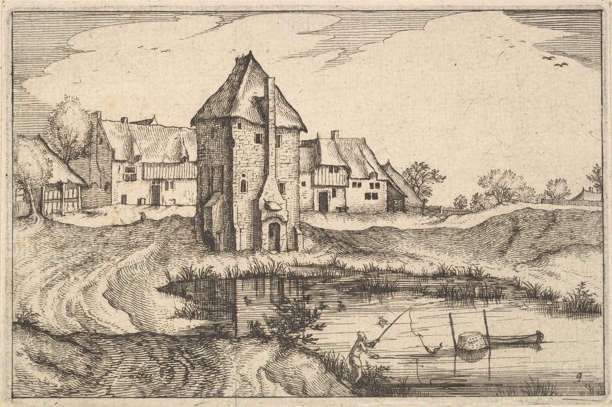De vijver, plaat 9 uit Regiunculae et Villae Aliquot Ducatus Brabantiae, ca. 1610 door Claes Jansz Visscher