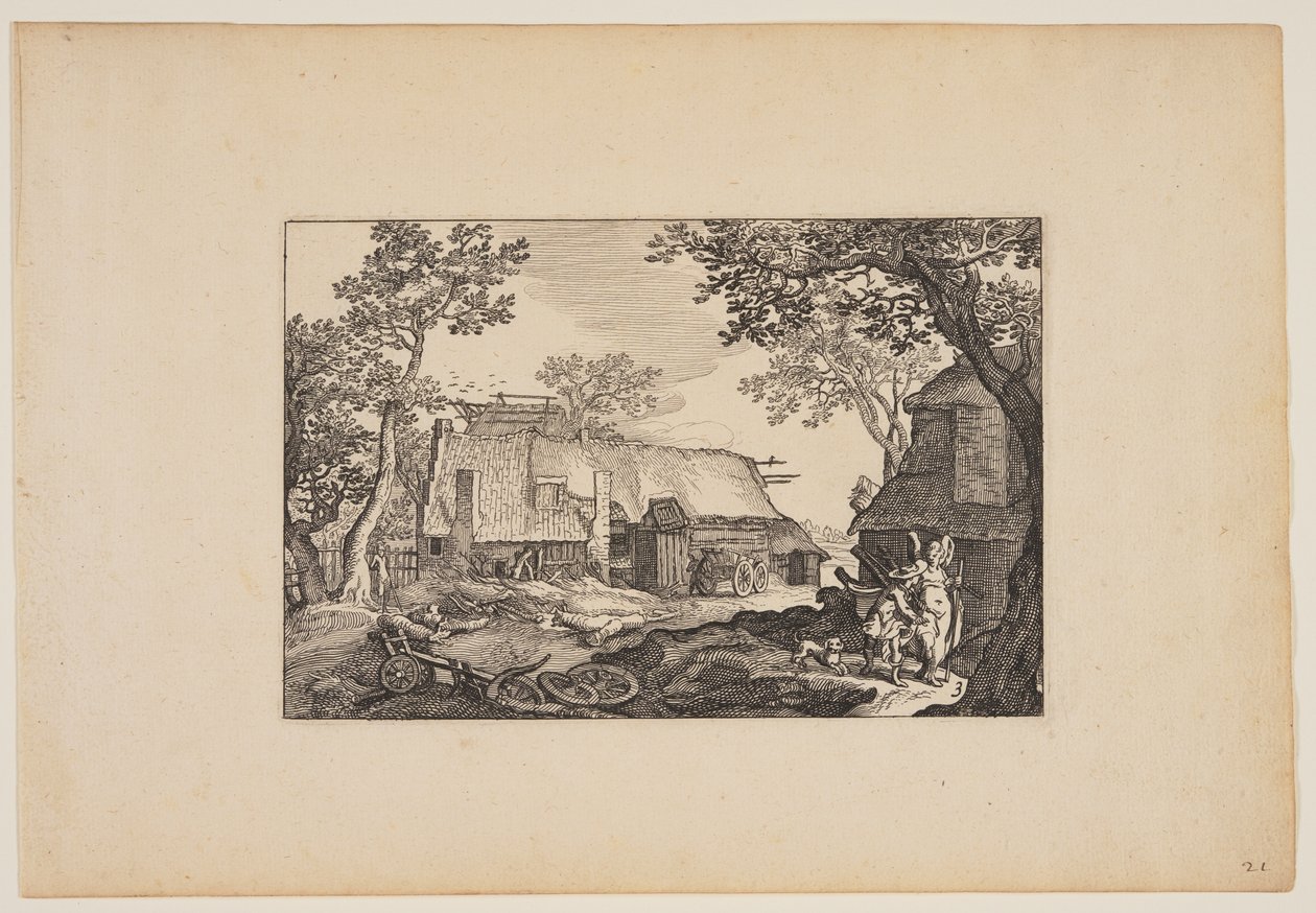 Tobias en de engel, uit Landschappen (Verscheyden aerdige Lanthuysen...) door Claes Jansz. Visscher