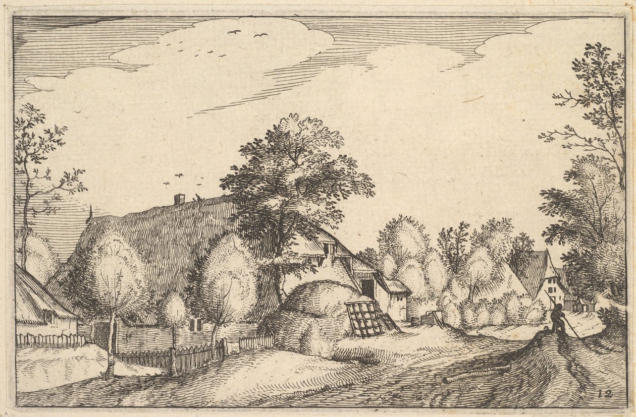 Dorpsweg, plaat 12 uit Regiunculae et Villae Aliquot Ducatus Brabantiae door Claes Jansz Visscher