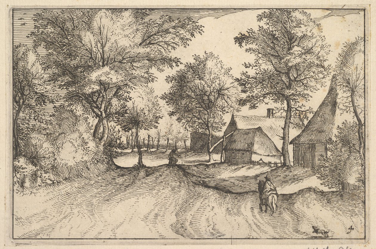 Dorpsweg, plaat 4 uit Regiunculae et Villae Aliquot Ducatus Brabantiae door Claes Jansz Visscher
