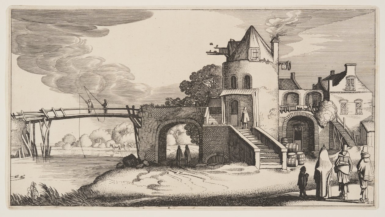 Brug met tolhuisje, uit Landschappen (Playsante Lantschappen) door Claes Jansz. Visscher II