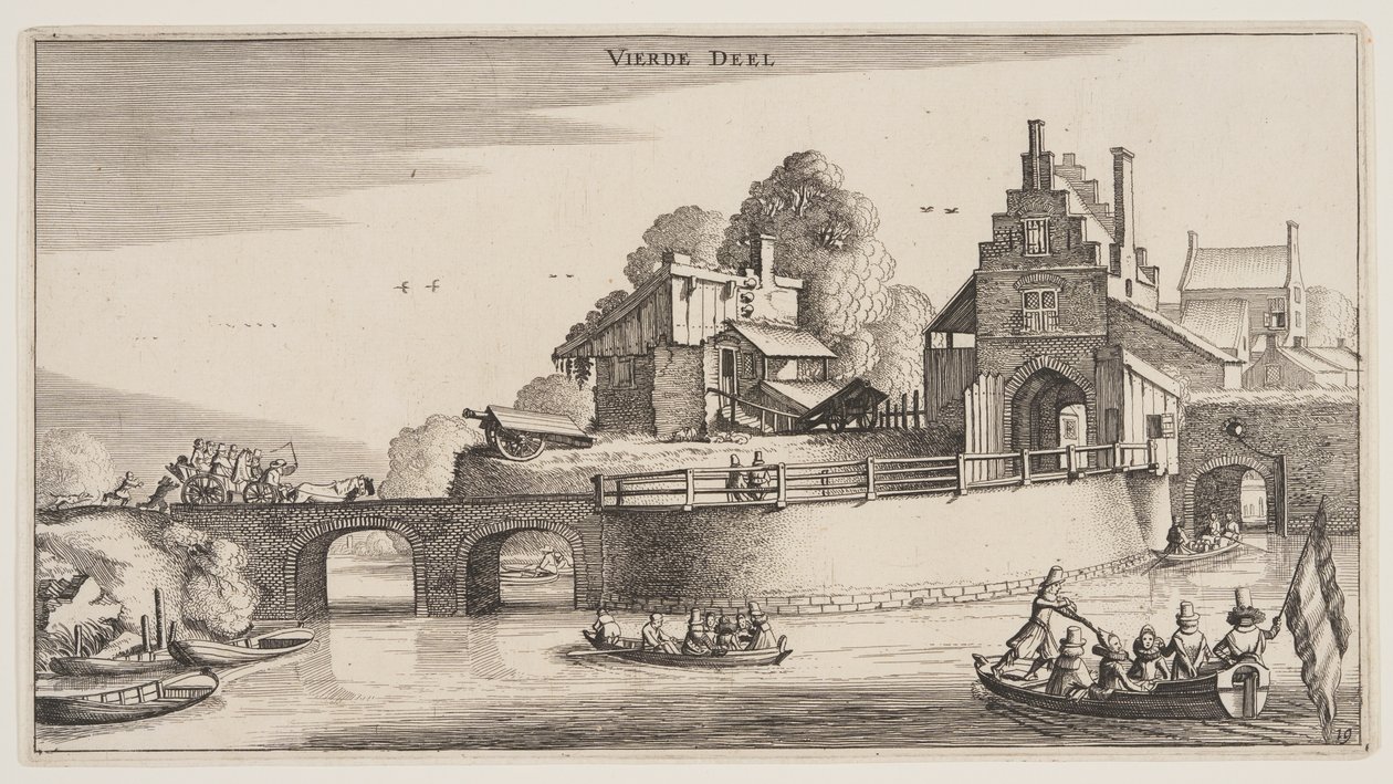 Ingang van een stad, uit Landschappen (Playsante Lantschappen) door Claes Jansz. Visscher II