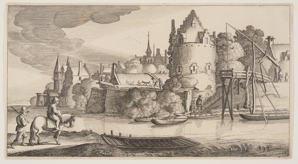 Stadje aan een rivier, uit Landschappen (Playsante Lantschappen) door Claes Jansz. Visscher II