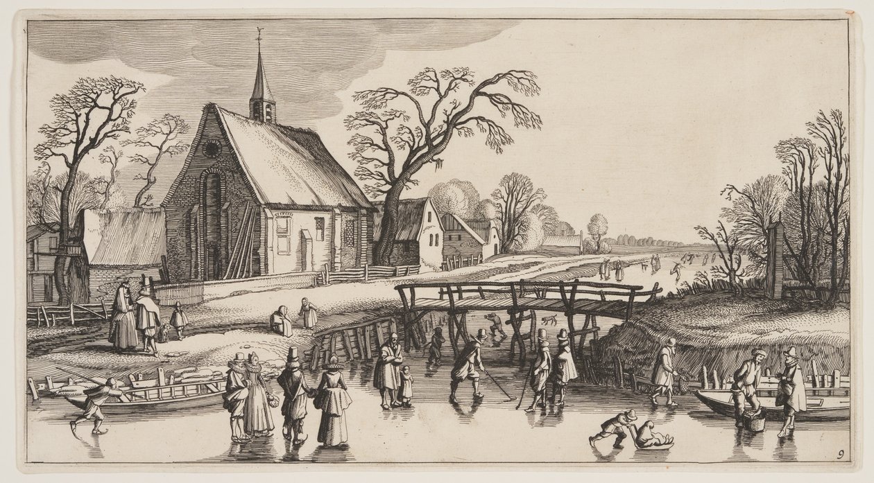 Winterlandschap, uit Landschappen (Playsante Lantschappen) door Claes Jansz. Visscher II