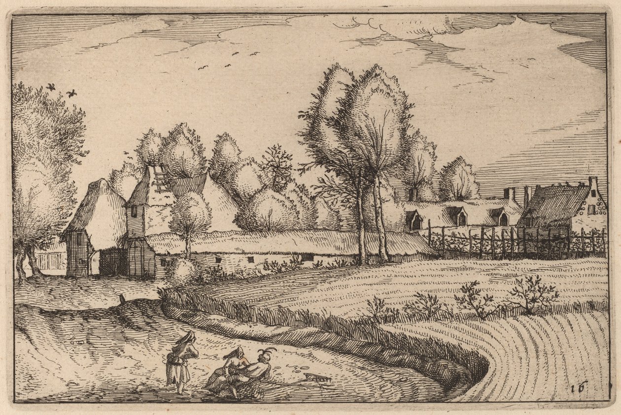 Weg langs een Veld door Claes Jansz Visscher after Johannes van Doetechum, the Elder after Lucas