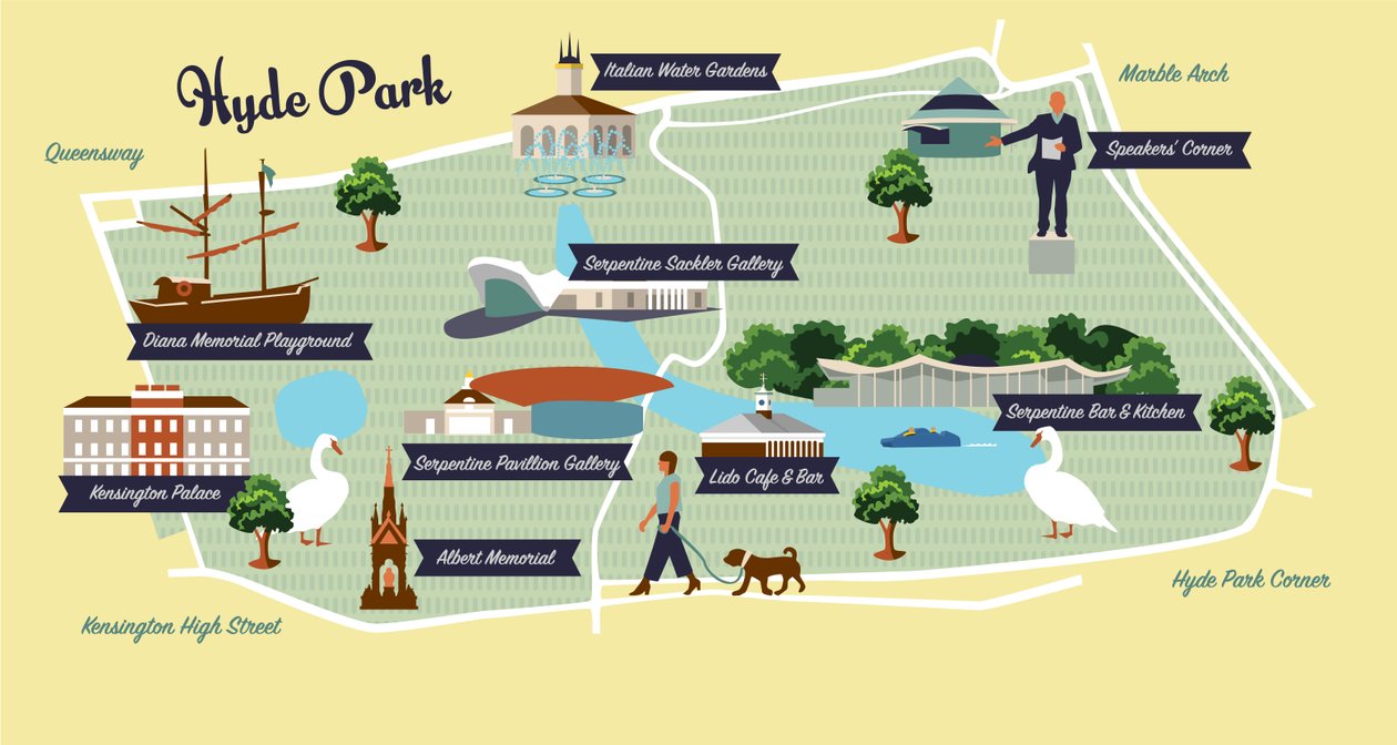 Kaart van Hyde Park door Claire Huntley