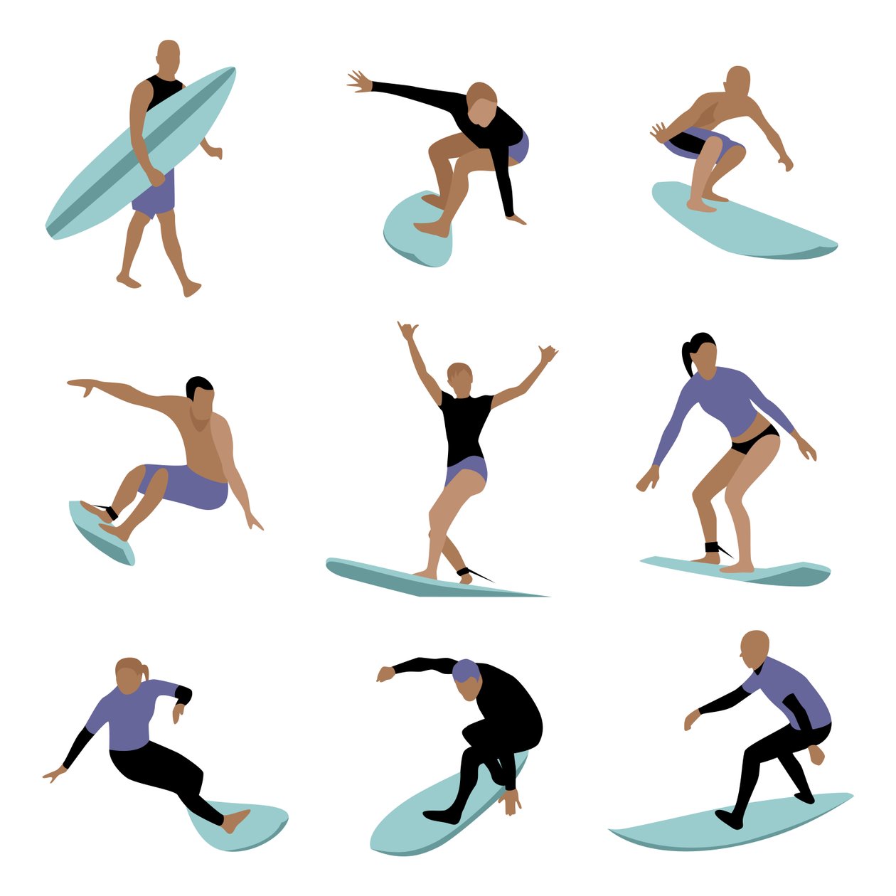 Surfers door Claire Huntley