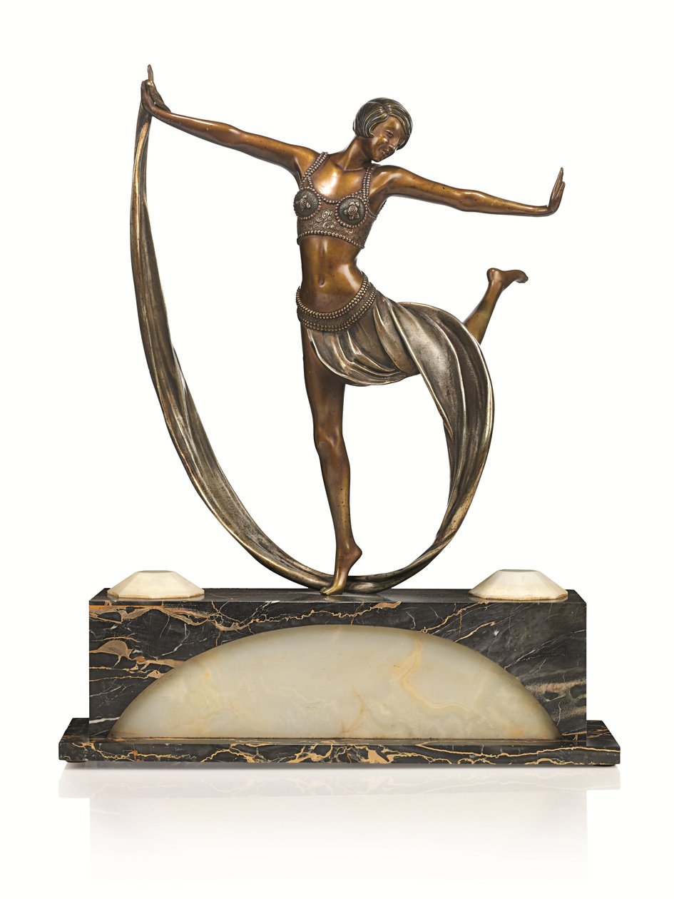 Art Deco figuur met verlichte basis, 