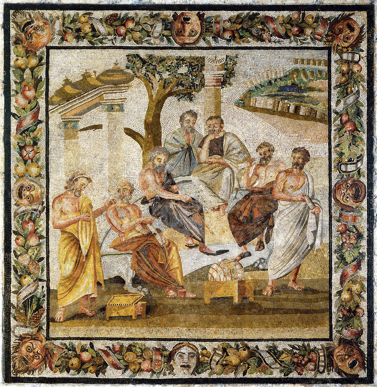 Platonische Academie. Mozaïek uit Pompeii, 1e eeuw v.Chr. door Classical Antiquities